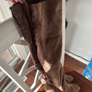 Brown Suede Over-the-Knee Boots